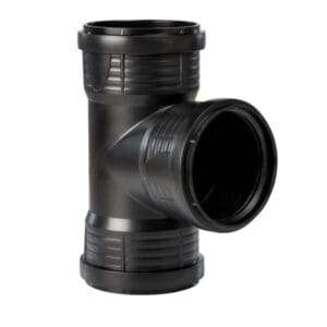 PP T-stuk 88,5° zwart 50mm. 3 x Manchet