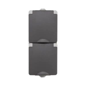 Opbouw Wandcontactdoos 2-voudig Verticaal IP55 Grijs