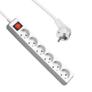 Stekkerdoos 6-voudig met schakelaar wit