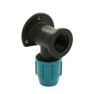 Tyleen koppeling | Muurplaat 90° | 16 mm x ½" | Knel x binnendraad