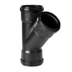 PP T-stuk 45° zwart 50mm. Manchet