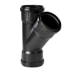 PP T-stuk 45° zwart 90mm. Manchet