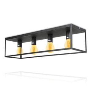 Plafondlamp 4 x E27 | 16 W | 2400K | Mat zwart