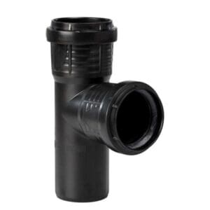 PP T-stuk 88,5° zwart 75mm. 2 x Manchet 1 x spie