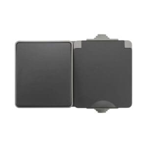 Opbouw Combinatie Wandcontactdoos / Wisselschakelaar IP55 Grijs