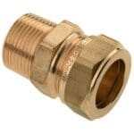 Messing Puntstuk 1'' x 28 mm buitendraad x knel