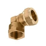 Messing Knie 1" x 28 mm binnendraad x knel