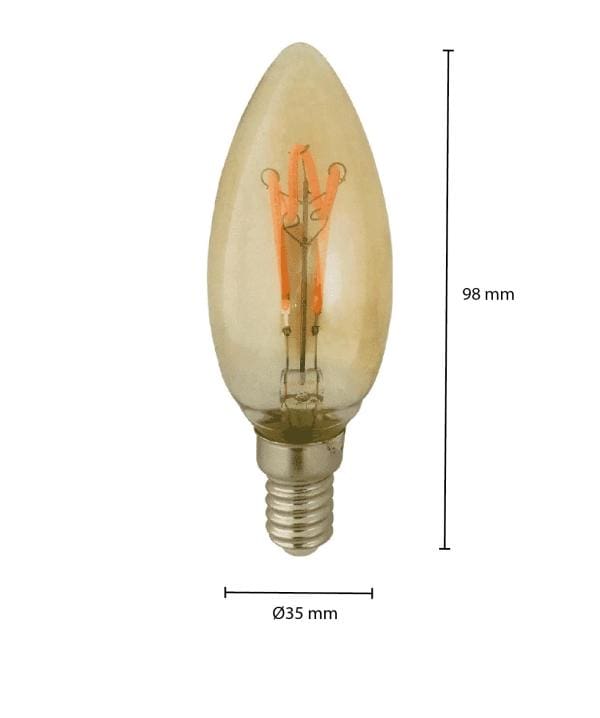 Led lamp filament amber | 1,6 Watt | E14 | 2100K - Afbeelding 3