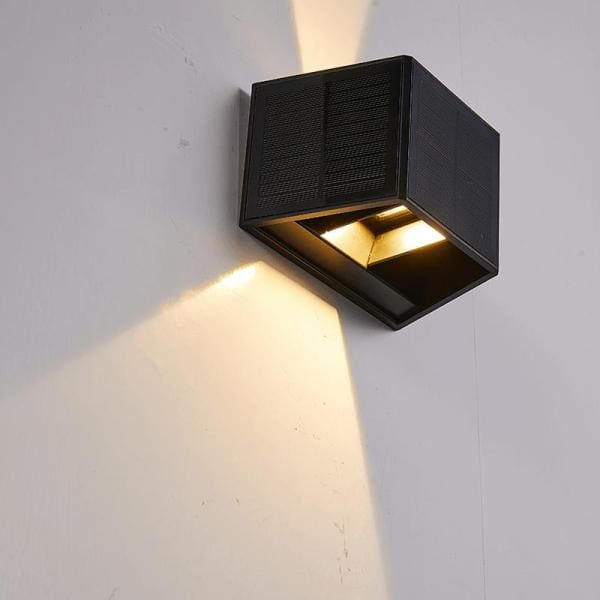 Wandlamp led kubus zwart met solar | 1 W | 3000K - Afbeelding 5
