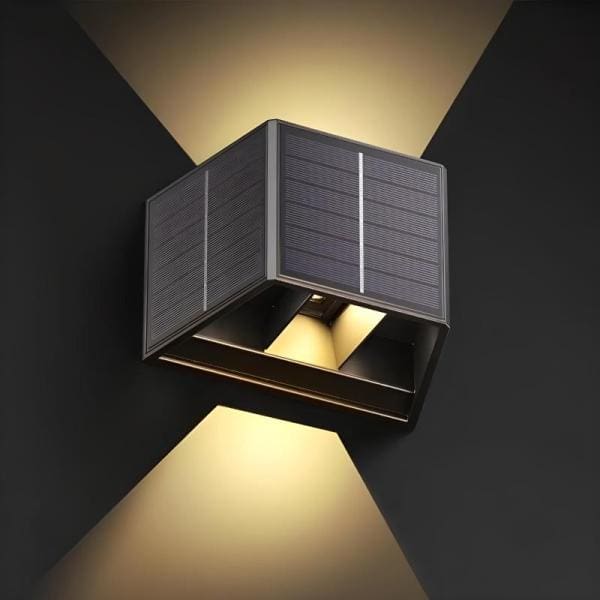 Wandlamp led kubus zwart met solar | 1 W | 3000K - Afbeelding 6