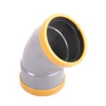 Wavin | PVC  | Bocht 45° | 2 x Mof | 125 mm | Manchet | SN8