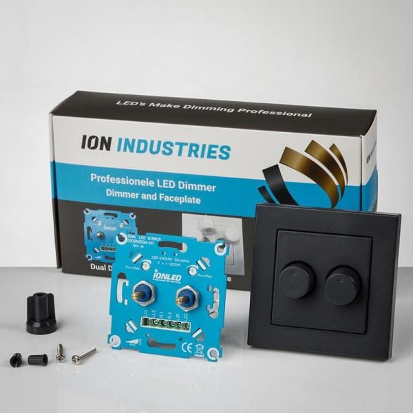 ION Industries | Duo triac Led dimmer | 2 x 0.3-200 Watt | Mat antraciet - Afbeelding 4