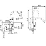 Ferro ZUMBA NERO keukenmengkraan flexibele uitloop, zwart