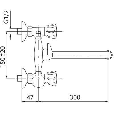 Ferro Standard BST11A Badmengkraan voor Wandmontage – Chroom - Afbeelding 3