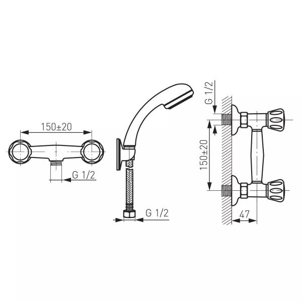 Ferro BST77 Douchemengkraan – Wandmontage | Chroom - Afbeelding 4