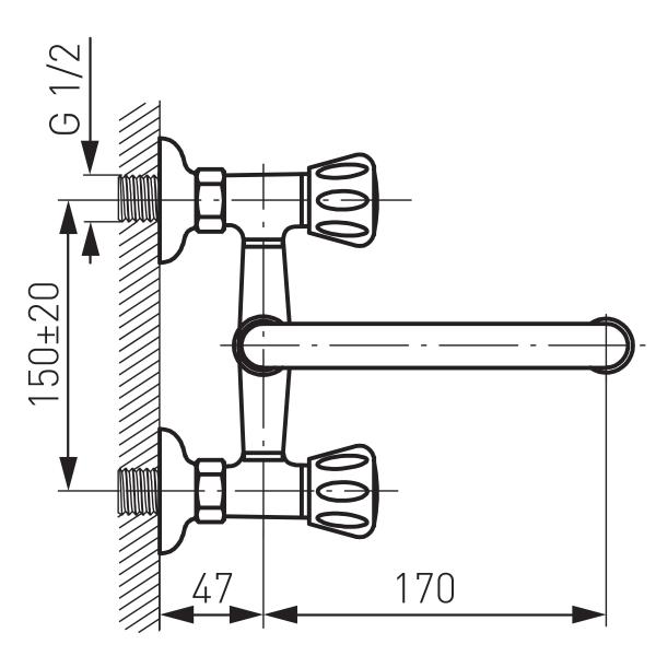 Ferro Standard BST3 Wastafelmengkraan voor Wandmontage – Chroom - Afbeelding 3