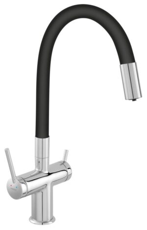 Ferro BFT41B - Zwart keukenkraan met flexibele uitloop