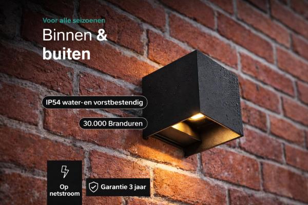 Wandlamp Led kubus zwart | 2 x 3 W | CCT Switch - Afbeelding 4