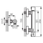 Ferro Wanddouchekraan met thermostaatregelaar – Chroom (TRM7)