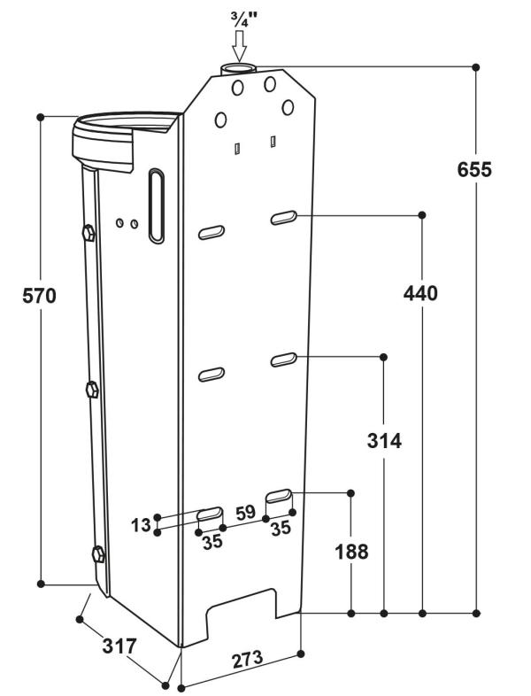 Suevia Drinkbak model 1230 inox 3/4" met staander 80 cm - Afbeelding 3