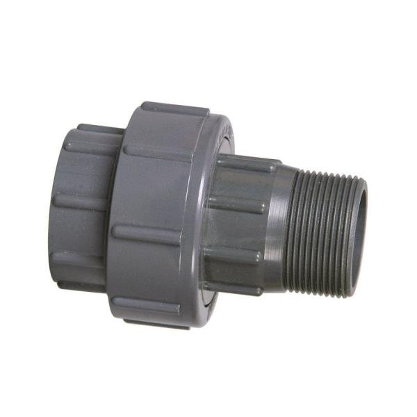 PVC 3-delige koppeling 63 mm x 1½" inwendig lijm x buitendraad,
