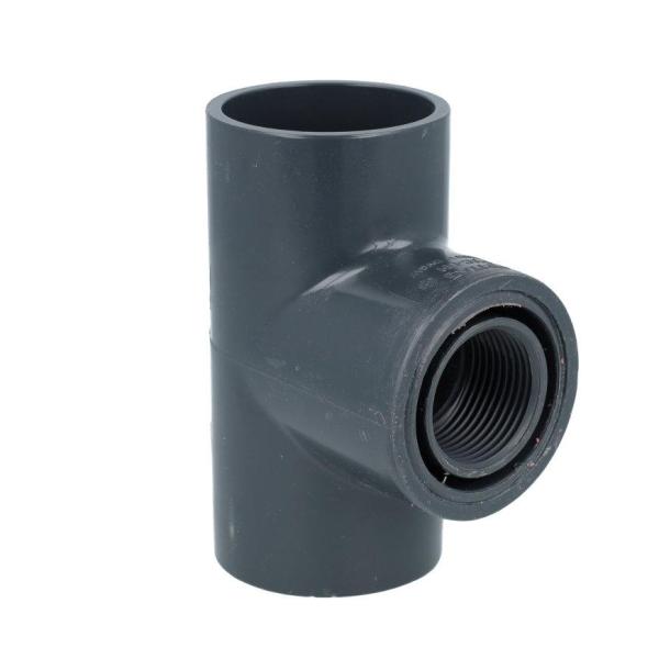 PVC T-Stuk 90° 90 mm x 1" | Inwendige Lijm x Binnendraad