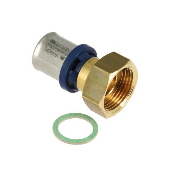 Alu-pers 2-delige koppeling met klingerit ring 20 x 3/4'' binnendraad
